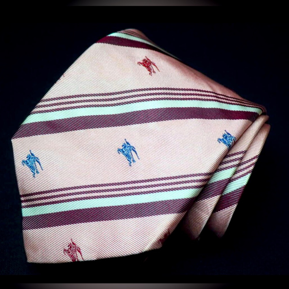 BURBERRY LONDON Pink  100% Silk Mens Luxury Tie